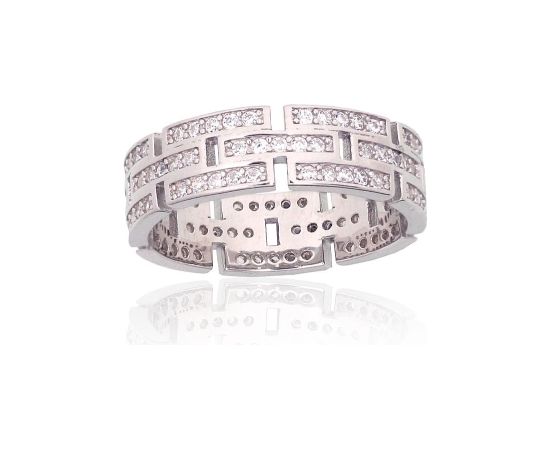 Серебряное кольцо #2101967(PRh-Gr)_CZ, Серебро 925°, родий (покрытие), Цирконы, Размер: 17, 3.4 гр.