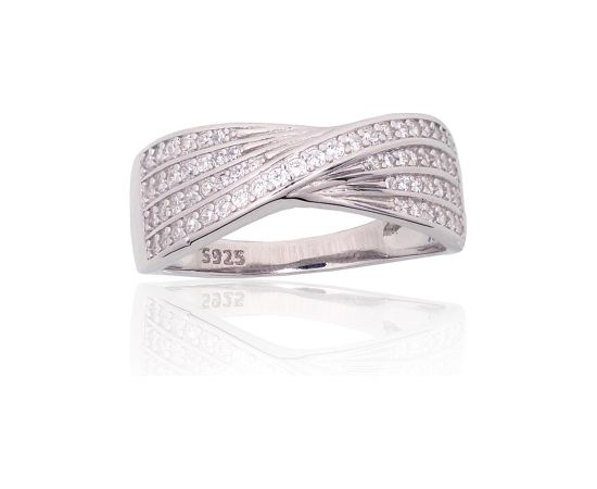 Серебряное кольцо #2101966(PRh-Gr)_CZ, Серебро 925°, родий (покрытие), Цирконы, Размер: 19, 3.6 гр.