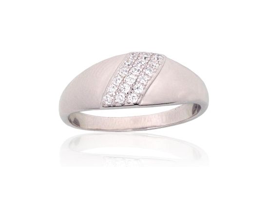 Серебряное кольцо #2101961(PRh-Gr)_CZ, Серебро 925°, родий (покрытие), Цирконы, Размер: 17.5, 2.5 гр.