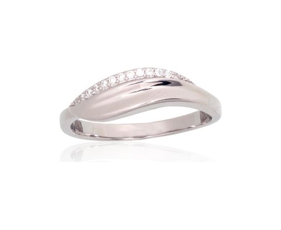 Серебряное кольцо #2101957(PRh-Gr)_CZ, Серебро 925°, родий (покрытие), Цирконы, Размер: 16.5, 2.4 гр.