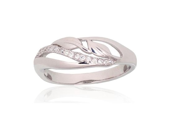 Серебряное кольцо #2101953(PRh-Gr)_CZ, Серебро 925°, родий (покрытие), Цирконы, Размер: 17.5, 2.3 гр.