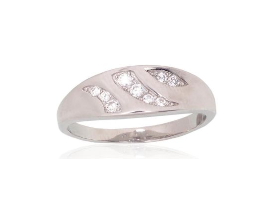 Серебряное кольцо #2101950(PRh-Gr)_CZ, Серебро 925°, родий (покрытие), Цирконы, Размер: 17, 2.5 гр.