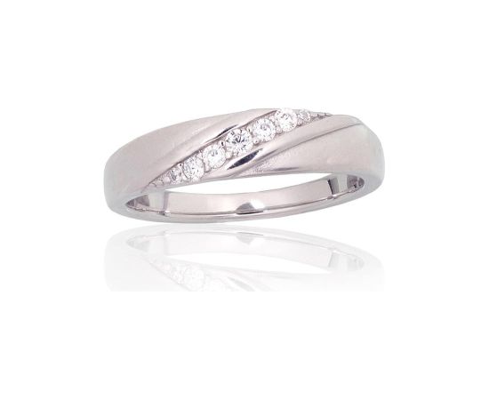 Серебряное кольцо #2101948(PRh-Gr)_CZ, Серебро 925°, родий (покрытие), Цирконы, Размер: 17, 3.2 гр.