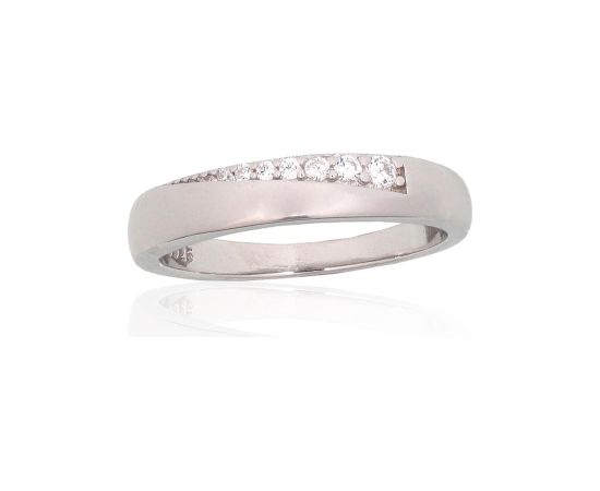 Серебряное кольцо #2101946(PRh-Gr)_CZ, Серебро 925°, родий (покрытие), Цирконы, Размер: 17.5, 2.8 гр.