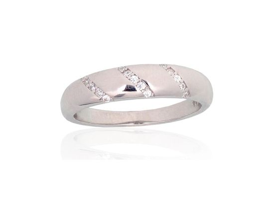Серебряное кольцо #2101945(PRh-Gr)_CZ, Серебро 925°, родий (покрытие), Цирконы, Размер: 18, 3 гр.