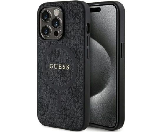 Guess Apple  iPhone 15 Pro 4G Collection Leather Metal Logo MagSafe Black