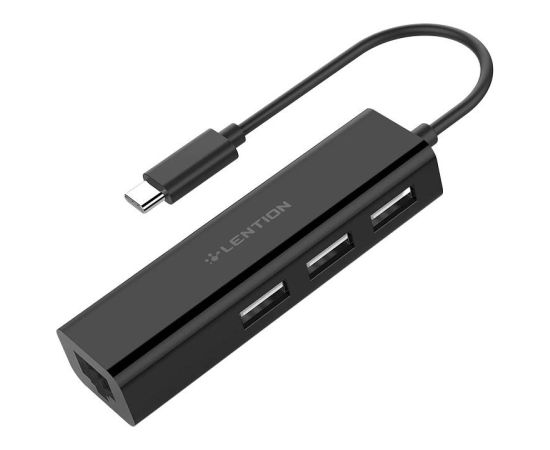 Lention Hub USB-C to 3x USB 2.0 + Ethernet Adapter (black)