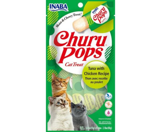INABA Churu Pops Tuna with chicken - cat treats - 4x15 g
