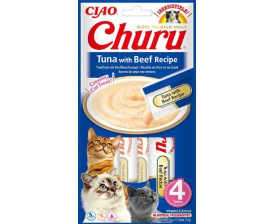 INABA Churu Tuna with Beef Recipe - cat treats - 4x14 g