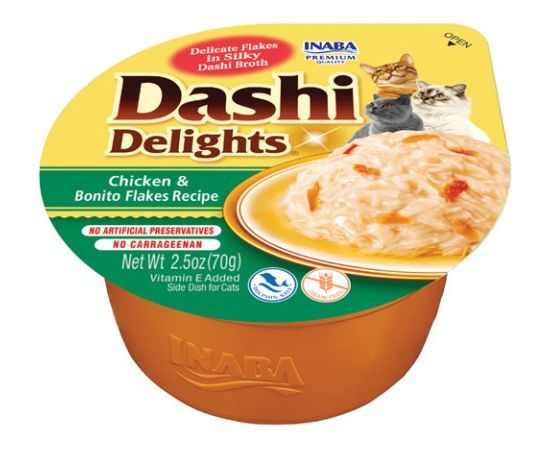 INABA Dashi Delights Chicken with bonito flakes in broth - cat treats - 70g