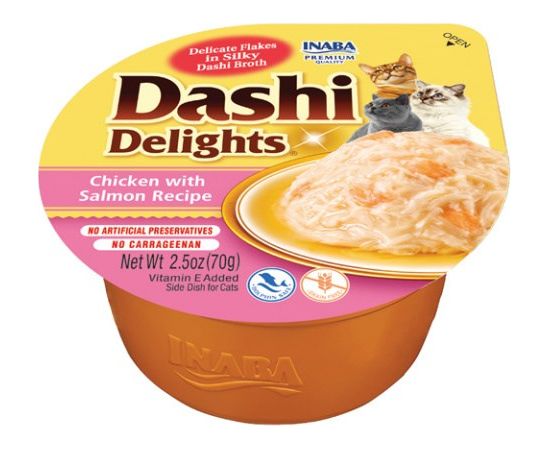 INABA Dashi Delights Chicken with salmon in broth - cat treats - 70g