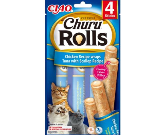 INABA Churu Rolls Chicken recipe wraps Tuna with scallop recipe - cat treats - 4x10 g