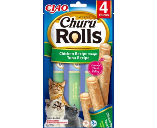 INABA Churu Rolls Chicken recipe wraps Tuna recipe - cat treats - 4x10 g