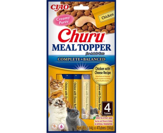 INABA Churu Meal Topper Chicken with cheese - cat treats - 4 x 14g