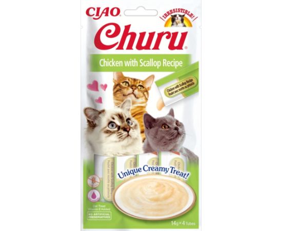 INABA Churu Chicken with Scallop Recipe - cat treats - 4x14 g