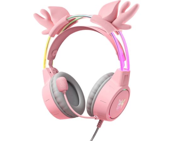 ONIKUMA X15Pro Gaming Headphones Pink/Deer Horns