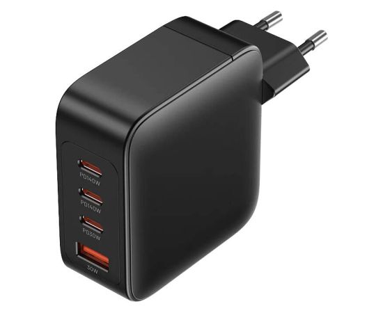 Wall charger, Vention, FEIB0-EU,  3xUSB-C, USB- A, 140W/140W/30W/18W, GaN (czarna)