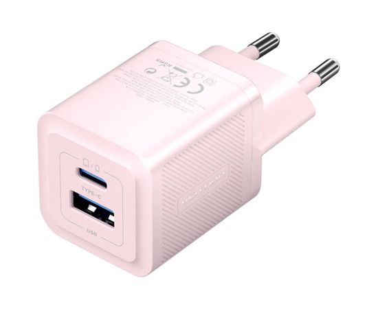 Wall charger, Vention, FEQP0-EU,  USB-C + USB- A,  30W/30W, GaN (pink)