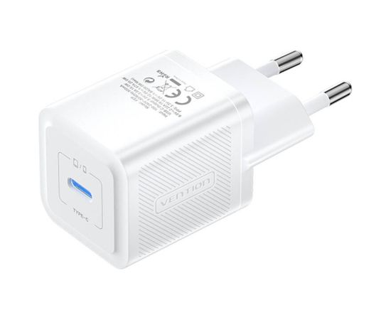 Wall charger, Vention, FEPW0-EU, USB-C, 20W, GaN (white)