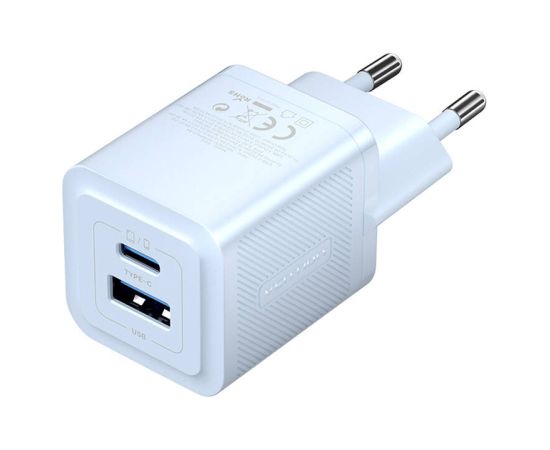 Wall charger, Vention, FEQL0-EU,  USB-C + USB- A,  30W/30W, GaN (blue)