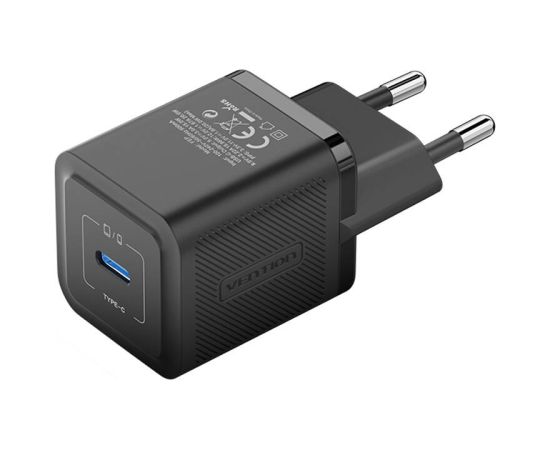 Wall charger, Vention, FEPB0-EU, USB-C, 20W, GaN (black)