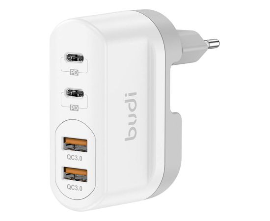 Wall charger Budi 326TQE, 2xUSB-A, 2xUSB-C, 40W (white)