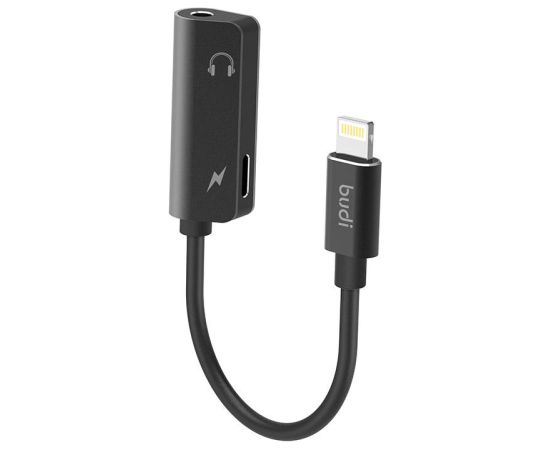 Lightning to AUX mini jack 3.5mm adapter + Lightning Budi (black)