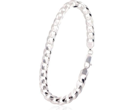 Sudraba ķēdīte Kartjē 6.9 mm, dimantu apstrādājums #2400063-bracelet, Sudrabs 925°, garums: 21 cm, 12.8 gr.