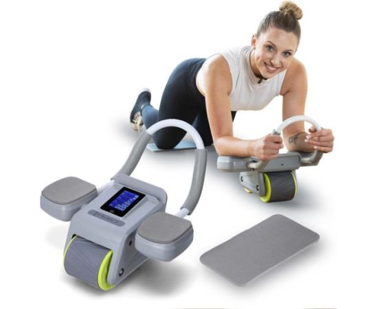 AUTOMĀTISKAIS VĒDERA MUSKUĻU VINGRINĀJUMA RATENIS KA08 GRAY AB WHEEL FOR EXERCISING ABS MUSCLES HMS