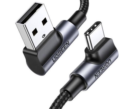 USB-C-uz USB-A 2.0 leņķveida kabelis UGREEN US176, 3A, 3 m (melns)