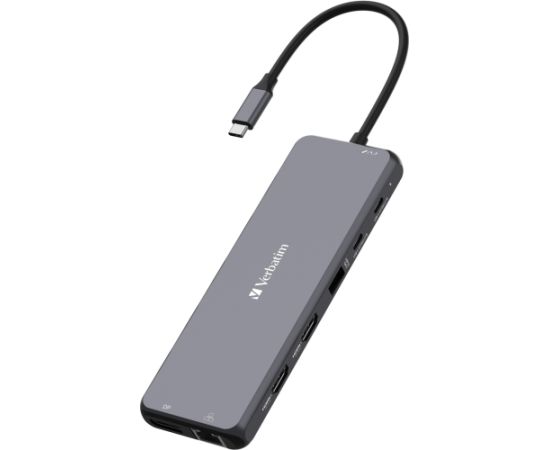 Verbatim USB-C Pro multiport hub CMH-13, 13 port, docking station (grey, 2x HDMI, DP, RJ-45, 6x USB-A, audio, 2x USB-C PD)