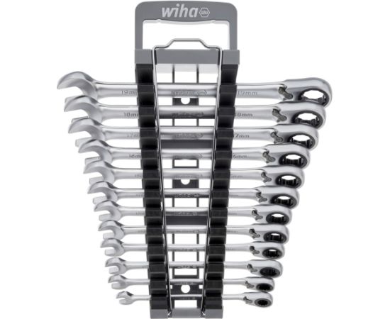 Wiha ring ratchet wrench set, 12 pieces, reversible, wrench (SW 8 - 19mm)