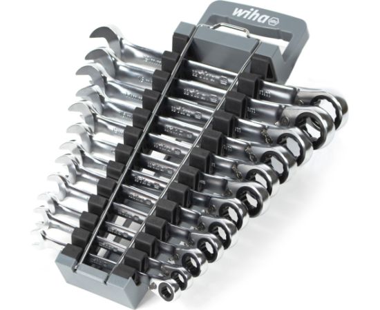 Wiha ring ratchet wrench set, 12 pieces, reversible, wrench (SW 8 - 19mm)