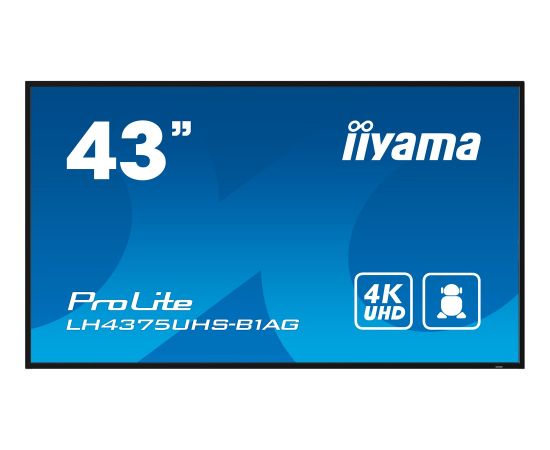 iiyama ProLite LH4375UHS-B1AG, Public Display (black (matt), UltraHD/4K, IPS, speakers, SDM slot)