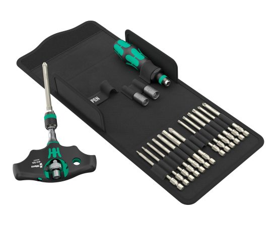 Wera Kraftform Kompakt 400 RA SHK Set 1, with ratchet function, bit set (black/green, 1/4, 19 pieces)