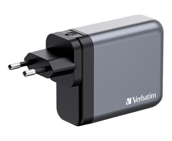 Verbatim GaN charger 140W, 1x USB-A, 3x USB-C (grey, PD 3.1, PD 3.0, QC 3.0)