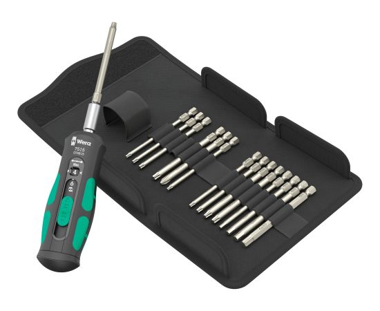 Wera torque screwdriver 7515/16 Kraftform Safe-Torque Speed Universal 1 (black/green, 16 pieces, in robust folding bag)