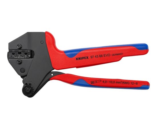KNIPEX Crimping system pliers 97 43 66 EVO, crimping pliers (red/blue, for MC4 EVO 2 solar connectors)