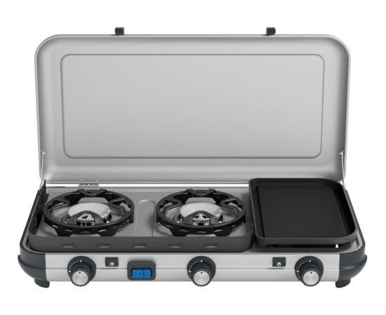 Campingaz Camping Kitchen 2 Multi Cook, gas cooker (grey, 2 hobs 2x 1.8 kW + grill plate 0.9 kW)