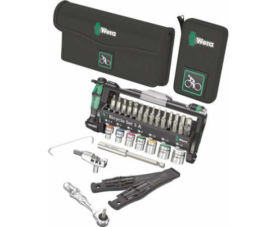 Wera Bicycle Set 3 A, 40-piece, tool set (black/green, including reversible bit ratchet, 1/4)