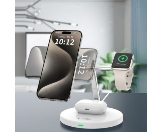 Tech-Protect wireless charger A35 3in1 Magnetic MagSafe QI15W, white