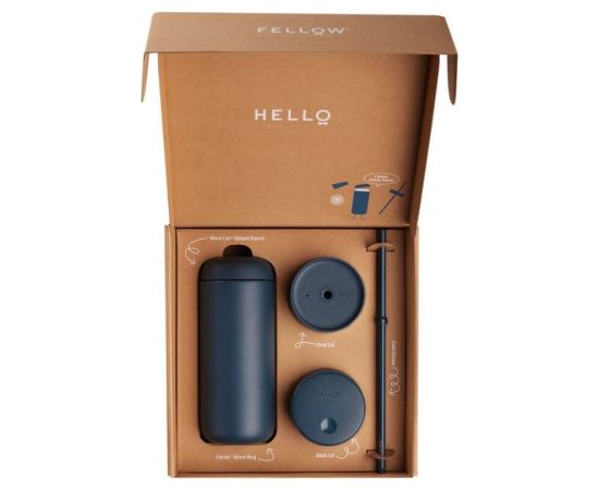 Fellow Carter thermal mug set + 3 caps navy blue matt 473 ml