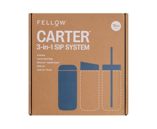 Fellow Carter thermal mug set + 3 caps navy blue matt 473 ml