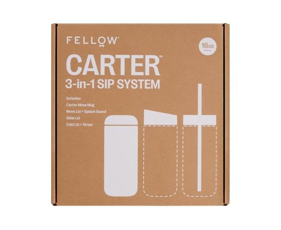 Fellow Carter thermal mug set + 3 caps white matt 473 ml