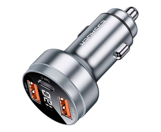 Car Charger 2xUSB-A+USB-C 80W Essager LED (grey)