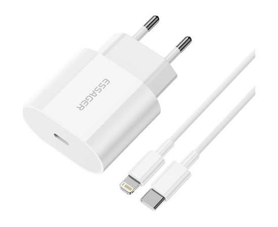 Charger USB-C 20W Essager with USB-C to Lightning cable (white)