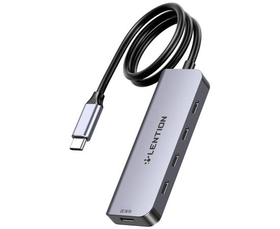 Lention 5in1 Hub USB-C to 4x USB-C 5Gbps + USB-C 5V-IN 15W (gray)