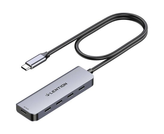 Lention 5in1 Hub USB-C to 4x USB-C 5Gbps + USB-C 5V-IN 15W (gray)