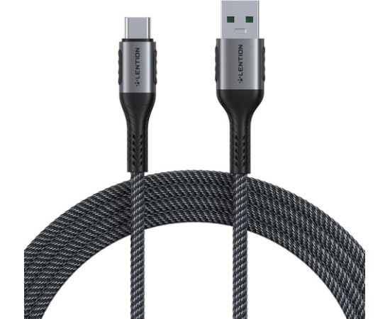 USB-A 3.1 to USB-C Fast charging cable Lention CB-ACE-6A1M, 6A, 10Gbps, 1m (black)