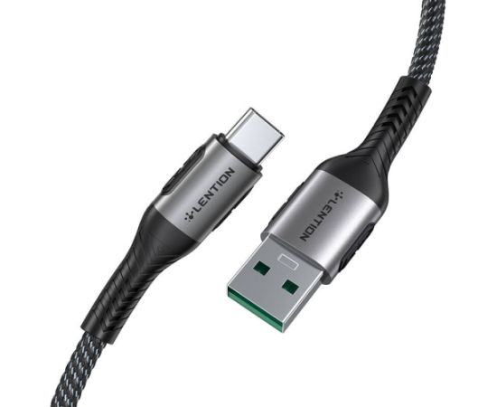 USB-A 3.1 to USB-C Fast charging cable Lention CB-ACE-6A1M, 6A, 10Gbps, 1m (black)